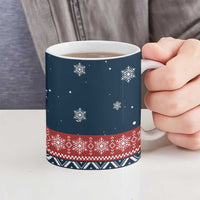 French Bulldog Reindeer Antlers Lights Ceramic Mug with Red Green Winter Pattern Design - Wonder Print Shop