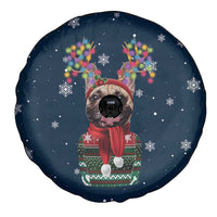 French Bulldog Reindeer Antlers Lights Spare Tire Cover with Red Green Winter Pattern Design - Wonder Print Shop