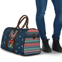 French Bulldog Reindeer Antlers Lights Travel Bag with Red Green Winter Pattern Design - Wonder Print Shop
