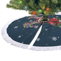 French Bulldog Reindeer Antlers Lights Tree Skirt with Red Green Winter Pattern Design - Wonder Print Shop