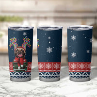 French Bulldog Reindeer Antlers Lights Tumbler Cup with Red Green Winter Pattern Design - Wonder Print Shop