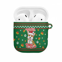 Corgi Dog Lights Corgi Bells Corgi All the Way AirPods Case wirh Green Snowflake Pattern Design - Wonder Print Shop