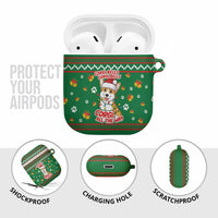 Corgi Dog Lights Corgi Bells Corgi All the Way AirPods Case wirh Green Snowflake Pattern Design - Wonder Print Shop