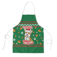 Corgi Dog Lights Corgi Bells Corgi All the Way Apron wirh Green Snowflake Pattern Design - Wonder Print Shop