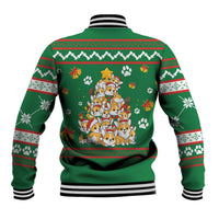 Corgi Dog Lights Corgi Bells Corgi All the Way Baseball Jacket wirh Green Snowflake Pattern Design - Wonder Print Shop