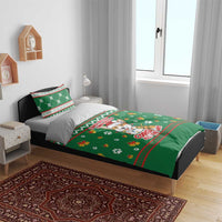 Corgi Dog Lights Corgi Bells Corgi All the Way Bedding Set wirh Green Snowflake Pattern Design - Wonder Print Shop