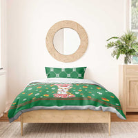Corgi Dog Lights Corgi Bells Corgi All the Way Bedding Set wirh Green Snowflake Pattern Design - Wonder Print Shop