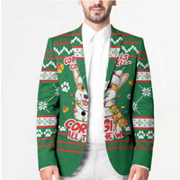Corgi Dog Lights Corgi Bells Corgi All the Way Blazer wirh Green Snowflake Pattern Design - Wonder Print Shop