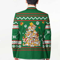 Corgi Dog Lights Corgi Bells Corgi All the Way Blazer wirh Green Snowflake Pattern Design - Wonder Print Shop