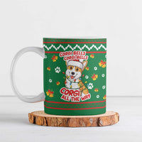 Corgi Dog Lights Corgi Bells Corgi All the Way Ceramic Mug wirh Green Snowflake Pattern Design - Wonder Print Shop