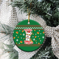 Corgi Dog Lights Corgi Bells Corgi All the Way Ceramic Ornament wirh Green Snowflake Pattern Design - Wonder Print Shop