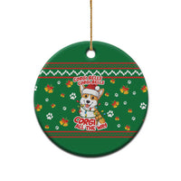 Corgi Dog Lights Corgi Bells Corgi All the Way Ceramic Ornament wirh Green Snowflake Pattern Design - Wonder Print Shop