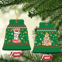 Corgi Dog Lights Corgi Bells Corgi All the Way Ceramic Ornament wirh Green Snowflake Pattern Design - Wonder Print Shop