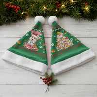 Corgi Dog Lights Corgi Bells Corgi All the Way Christmas Santa Hat wirh Green Snowflake Pattern Design - Wonder Print Shop