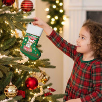 Corgi Dog Lights Corgi Bells Corgi All the Way Christmas Stocking wirh Green Snowflake Pattern Design - Wonder Print Shop
