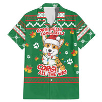 Corgi Dog Lights Corgi Bells Corgi All the Way Family Matching Mermaid Dress and Hawaiian Shirt wirh Green Snowflake Pattern Design - Wonder Print Shop