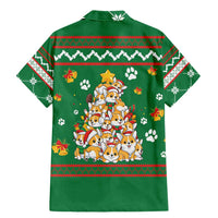 Corgi Dog Lights Corgi Bells Corgi All the Way Family Matching Mermaid Dress and Hawaiian Shirt wirh Green Snowflake Pattern Design - Wonder Print Shop