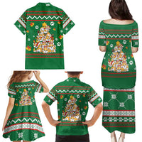 Corgi Dog Lights Corgi Bells Corgi All the Way Family Matching Puletasi and Hawaiian Shirt wirh Green Snowflake Pattern Design - Wonder Print Shop