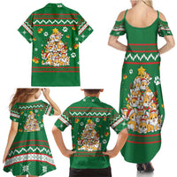 Corgi Dog Lights Corgi Bells Corgi All the Way Family Matching Summer Maxi Dress and Hawaiian Shirt wirh Green Snowflake Pattern Design - Wonder Print Shop