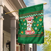 Corgi Dog Lights Corgi Bells Corgi All the Way Garden Flag wirh Green Snowflake Pattern Design - Wonder Print Shop
