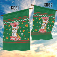 Corgi Dog Lights Corgi Bells Corgi All the Way Garden Flag wirh Green Snowflake Pattern Design - Wonder Print Shop