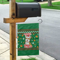 Corgi Dog Lights Corgi Bells Corgi All the Way Garden Flag wirh Green Snowflake Pattern Design - Wonder Print Shop