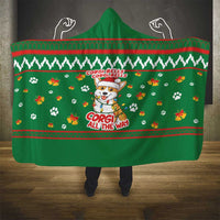 Corgi Dog Lights Corgi Bells Corgi All the Way Hooded Blanket wirh Green Snowflake Pattern Design - Wonder Print Shop
