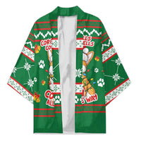 Corgi Dog Lights Corgi Bells Corgi All the Way Kimono wirh Green Snowflake Pattern Design - Wonder Print Shop