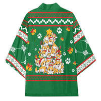 Corgi Dog Lights Corgi Bells Corgi All the Way Kimono wirh Green Snowflake Pattern Design - Wonder Print Shop