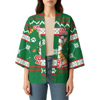 Corgi Dog Lights Corgi Bells Corgi All the Way Kimono wirh Green Snowflake Pattern Design - Wonder Print Shop