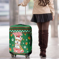Corgi Dog Lights Corgi Bells Corgi All the Way Luggage Cover wirh Green Snowflake Pattern Design - Wonder Print Shop