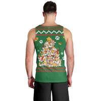 Corgi Dog Lights Corgi Bells Corgi All the Way Men Tank Top wirh Green Snowflake Pattern Design - Wonder Print Shop