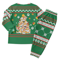 Corgi Dog Lights Corgi Bells Corgi All the Way Christmas Pajama Set wirh Green Snowflake Pattern Design - Wonder Print Shop