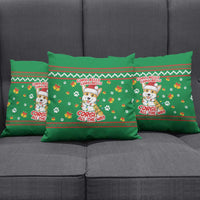 Corgi Dog Lights Corgi Bells Corgi All the Way Pillow Cover wirh Green Snowflake Pattern Design - Wonder Print Shop