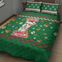 Corgi Dog Lights Corgi Bells Corgi All the Way Quilt Bed Set wirh Green Snowflake Pattern Design - Wonder Print Shop