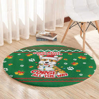 Corgi Dog Lights Corgi Bells Corgi All the Way Round Carpet wirh Green Snowflake Pattern Design - Wonder Print Shop