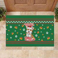 Corgi Dog Lights Corgi Bells Corgi All the Way Rubber Doormat wirh Green Snowflake Pattern Design - Wonder Print Shop