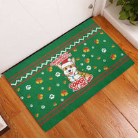 Corgi Dog Lights Corgi Bells Corgi All the Way Rubber Doormat wirh Green Snowflake Pattern Design - Wonder Print Shop