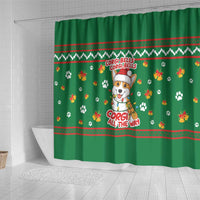 Corgi Dog Lights Corgi Bells Corgi All the Way Shower Curtain wirh Green Snowflake Pattern Design - Wonder Print Shop