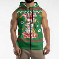 Corgi Dog Lights Corgi Bells Corgi All the Way Sleeveless Zip Hoodie wirh Green Snowflake Pattern Design - Wonder Print Shop
