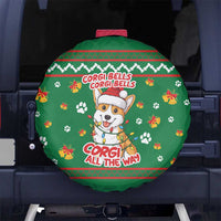 Corgi Dog Lights Corgi Bells Corgi All the Way Spare Tire Cover wirh Green Snowflake Pattern Design - Wonder Print Shop