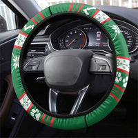 Corgi Dog Lights Corgi Bells Corgi All the Way Steering Wheel Cover wirh Green Snowflake Pattern Design - Wonder Print Shop