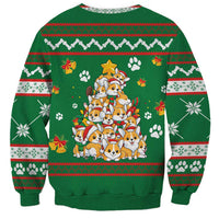 Corgi Dog Lights Corgi Bells Corgi All the Way Sweatshirt wirh Green Snowflake Pattern Design - Wonder Print Shop