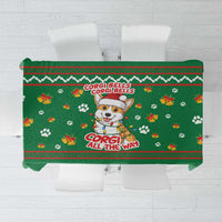 Corgi Dog Lights Corgi Bells Corgi All the Way Tablecloth wirh Green Snowflake Pattern Design - Wonder Print Shop