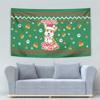 Corgi Dog Lights Corgi Bells Corgi All the Way Tapestry wirh Green Snowflake Pattern Design - Wonder Print Shop