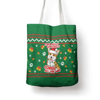 Corgi Dog Lights Corgi Bells Corgi All the Way Tote Bag wirh Green Snowflake Pattern Design - Wonder Print Shop
