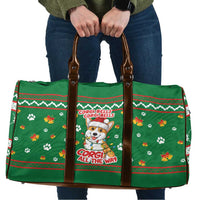 Corgi Dog Lights Corgi Bells Corgi All the Way Travel Bag wirh Green Snowflake Pattern Design - Wonder Print Shop