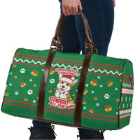 Corgi Dog Lights Corgi Bells Corgi All the Way Travel Bag wirh Green Snowflake Pattern Design - Wonder Print Shop