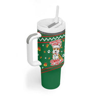 Corgi Dog Lights Corgi Bells Corgi All the Way Tumbler With Handle wirh Green Snowflake Pattern Design - Wonder Print Shop