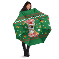 Corgi Dog Lights Corgi Bells Corgi All the Way Umbrella wirh Green Snowflake Pattern Design - Wonder Print Shop